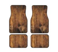 IUBBKI Tapis de Sol Avant et arrière de Voiture en Bois de Grange Rustique Imitation, Tapis de Voiture, Ensemble Complet de 4 Tapis, Protection Toutes Saisons