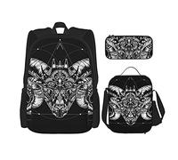 IUBBKI Tarot Mystery Goat Sac à dos scolaire trois pièces pour filles et adolescents (combinaison sac d'école + boîte à crayons + sac à lunch)