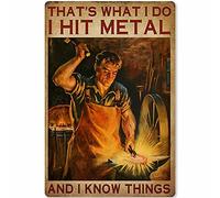IUBBKI That's What I Do I Hit Metal Blacksmith Metall Blechschild Gusseisen Knowledge Poster That's What I Do I Hit Metal Club Bar Café Home Küche Wandschild 20,3 x 30,5 cm