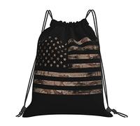 IUBBKI USA drapeau américain avec Desert Camo 14x16 en sac à dos à cordon sac de sport léger sac de basket-ball étanche