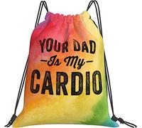 IUBBKI Votre papa est mes cadeaux Cardio sac à dos noir sac à cordes de natation Durable pour Sports Gym Yoga plage accessoires de voyage