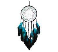 iubfegt 1 PièCe Attrape-RêVes Arbre Bleu avec Plumes, Filet Circulaire Traditionnel Indien Fait à la Main pour DéCoration Murale