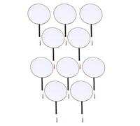 iubfegt 10 PièCes 21Cm ÉVentail Blanc ÉVentail de Peinture pour Enfants ÉVentail en Tissu de Soie PoignéE en Plastique ÉVentail Rond ÉVentail