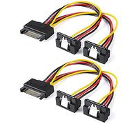 iubfegt Câble de Puissance SATA, Paquet de 2 8 Pouces SATA 15 Broches Mâle vers 2XSATA 15 Broches Câble SéParateur de Puissance Femelle à Angle InféRieur