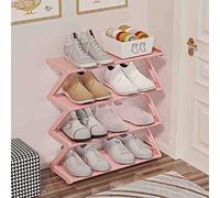 IUBGFTO 2 étagères à Chaussures Simples pour Chambre à Coucher, étagères à Chaussures en Tissu Simples, étagère Multicouche intégrée pour Rangement de dortoir Rose (Rose 42 cm)