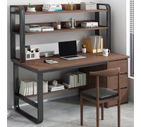 IUBGFTO avec 3 tiroirs et étagères de Rangement, Bureau d'étude Moderne, Station de Travail pour Ordinateur Portable pour Bureau à Domicile (Marron 100 cm)