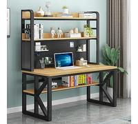 IUBGFTO avec Compartiments de Rangement et Panneau perforé Bureau d'étudiant Moderne Grande Table d'étude et d'écriture pour Bureau à Domicile (Naturel + Noir 39 Pouces)