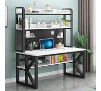 IUBGFTO avec Compartiments de Rangement et Panneau perforé Bureau d'étudiant Moderne Grande Table d'étude et d'écriture pour Bureau à Domicile (Blanc + Noir 47 Pouces)