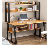 IUBGFTO avec étagère, Bureau d'écriture Moderne, Table d'étude, Poste de Travail à Domicile Peu encombrant (Jaune 100 cm)
