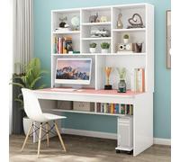 IUBGFTO avec étagère, Bureau d'étude, Bureau d'écriture, Bureaux et postes de Travail compacts Modernes pour la Maison et Le Bureau (Rose 120 cm)