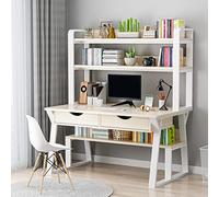 IUBGFTO avec étagères de Rangement et 2 tiroirs Bureau à Domicile Poste de Travail d'écriture Bureau d'ordinateur Portable de Style Simple et Moderne (Naturel 31 Pouces)
