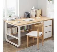 IUBGFTO avec étagères de Rangement et 3 tiroirs Bureau de Style Simple et Moderne Bureau à Domicile Bureau d'écriture (chêne 39 Pouces)