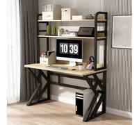 IUBGFTO avec étagères de Rangement, Grande Table d'étude pour Bureau à Domicile avec étagère en Bois pour Ordinateur Portable, Bureau de Jeu (Naturel 80 x 60 x 170 cm)