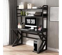 IUBGFTO avec étagères de Rangement, Grande Table d'étude pour Bureau à Domicile avec étagère en Bois pour Ordinateur Portable, Bureau de Jeu (Fibre de Carbone 80 x 60 x 170 cm)