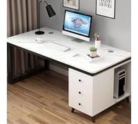IUBGFTO Bureau de Jeu avec tiroir de Rangement, Bureau Industriel avec Support de Moniteur, Table d'écriture Moderne pour la Maison et Le Bureau, Table d'écriture Moderne (marbre et Noir 120 cm)