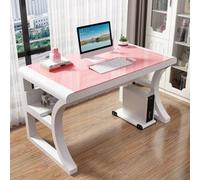 IUBGFTO Bureau de Jeu en Verre trempé, Moderne et Simple avec étagères de Rangement, Grand Poste de Travail pour la Maison et Le Bureau (Rose 100 x 60 x 75 cm)