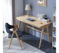 IUBGFTO Bureau d'écriture 100% Bois de chêne Massif, Bureau Moderne du Milieu du siècle, Petit Bureau Facile à Assembler avec tiroirs pour Chambre à Coucher, Salon (Naturel 47 Pouces)