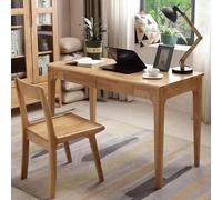 IUBGFTO Bureau Polyvalent, Bureau d'écriture en Bois Massif avec 2 tiroirs, Bureau à Domicile Simple et Moderne, Petit (Naturel 39 Pouces)
