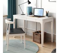 IUBGFTO Bureau Polyvalent, Bureau d'écriture en Bois Massif avec 2 tiroirs, Bureau à Domicile Simple et Moderne, Petit (Blanc 39 Pouces)