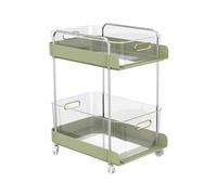 IUBGFTO Chariot à livresChariot Utilitaire Roulant avec tiroirs Étagère Mobile à 2 Niveaux Chariot Roulant pour Le Rangement, la Salle de Classe, la Cuisine (Vert 24,5 cm)