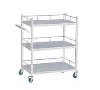 IUBGFTO Chariot Utilitaire en Acier Inoxydable à 3 Niveaux, Chariot de Service, Chariot Utilitaire à roulettes avec Roues à 360 °, Chariot avec Barre de poignée, pour hôpitaux, cliniques, spas
