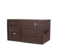 IUBGFTO Coffre-Fort de sécurité avec Verrouillage par Mot de Passe, boîte de Rangement de véhicule de Luxe Pliable en Cuir PU, Sac de Rangement, boîte de Rangement de Coffre pour Voiture (Marron)