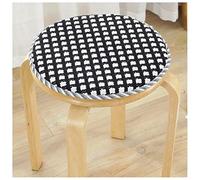 IUBGFTO Coussin de Chaise Rond avec Attaches, Coussin de siège de Tabouret Rond, Coussin de Chaise de Tabouret Haut Rond, Coussin de siège en éponge épaisse et Douce (Petits Carreaux Noirs 34 * 34CM)