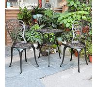 IUBGFTO Ensemble Bistro de Patio en Aluminium 3 pièces avec Motif Papillon - Ensembles de Meubles de Patio Toutes Saisons avec Trou pour Parasol - Table et Chaise d'extérieur