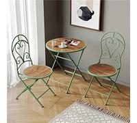 IUBGFTO Ensemble de Salle à Manger de Patio 3 pièces, chaises à Dossier en Bois pour Conversation extérieure, Table Pliante Ronde, Ensemble de Bistro, pour pelouse, Jardin, Balcon, Bord de Piscine