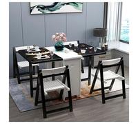 IUBGFTO Ensemble de Table de Cuisine Pliante de 1,3 m avec 4 chaises, Table à Manger Extensible en Bois, Table à abattants pour Salle à Manger, Salon, Restaurant (Noir et Blanc)