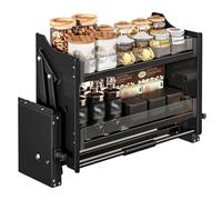 IUBGFTO Étagère coulissante en Alliage à 2 Niveaux, étagère Murale de Cuisine coulissante Robuste pour Longueur d'armoire ≥ 14,2''-35'', 4 réglages de Poids de roulement,Black-41 * 26 * 53cm