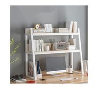 IUBGFTO Étagère de Rangement de Bureau en Bois à 2 Niveaux, étagère de Bureau Blanche pour PC, bibliothèque pour décoration intérieure (L 95 cm x l 32 cm x H 90 cm)