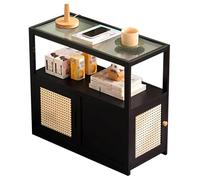 IUBGFTO Étagère de Rangement Facile à déplacer avec roulettes, Petite Table Basse, Armoire latérale de canapé, Table de Chevet de Chambre à Coucher, Mini Table d'angle 30 x 67 x 62 cm (Noir)