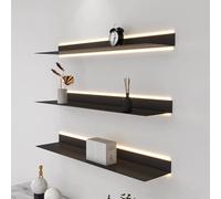 IUBGFTO Étagères murales flottantes, étagère Murale Lumineuse Double Face en Alliage d'aluminium avec présentoir Lumineux LED pour bibliothèque (Noir 100x20 cm)
