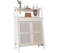 IUBGFTO Meuble à Chaussures en Bois avec étagères réglables, Meuble de Rangement avec 2 Portes et tiroirs, étagère à Chaussures Autonome pour Organisateur de Chaussures d'entrée/Couloir (B 100 cm)