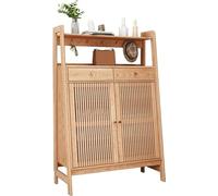 IUBGFTO Meuble à Chaussures en Bois avec étagères réglables, Meuble de Rangement avec 2 Portes et tiroirs, étagère à Chaussures Autonome pour Organisateur de Chaussures d'entrée/Couloir (A 120 cm)