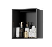 IUBGFTO Niche de Douche en Acier Inoxydable Mat, Niche Murale encastrée, Pas Besoin de carrelage, étagère de Rangement de Douche, Niche de Salle de Bain (Noir 12,6 x 4,9 x 12,6 Pouces)