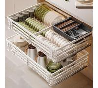 IUBGFTO Organisateur de tiroirs d'armoire coulissants, étagères d'organisateur d'armoire coulissantes avec Rails réglables, bac à Eau pour armoires de Cuisine, Garde-Manger,White-690 * 465 * 140mm