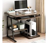 IUBGFTO Petit avec Plateau pour Clavier, Table de Travail compacte pour Ordinateur Portable, Bureau d'étude, Style Simple et Moderne pour Petit Espace (Noyer 24 Pouces)