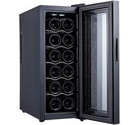 IUBGFTO Refroidisseur à vin 12 Bouteilles Thermoélectrique Cave à vin Réfrigérateur Petit comptoir Humidité constante Réfrigérateur à vin Commande numérique Porte en Verre Noir-B Étagères en métal