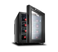 IUBGFTO Refroidisseur à vin thermoélectrique 12 Bouteilles Rouge et Blanc, Mini Cave à vin thermoélectrique, 10-18 °C/Double Porte vitrée/température constante/humidité constante