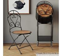 IUBGFTO Table et Chaise Pliantes, chaises en Acier au Carbone avec Plateau en Bois, Meubles d'extérieur, tabourets de Bistro pour Bord de Piscine, café, Porche, Bar Chic (chaises Noires)