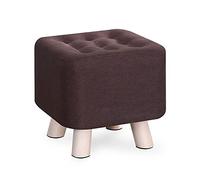 IUBGFTO Tabouret Ottoman 29 cm Repose-Pieds carré Ottoman Tabouret en Bois Massif Repose-Pieds en Lin et Coton Tabouret de Changement de Chaussures Moderne Tabouret de Salon (Marron)