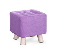 IUBGFTO Tabouret Ottoman 29 cm Repose-Pieds carré Ottoman Tabouret en Bois Massif Repose-Pieds en Lin et Coton Tabouret de Changement de Chaussures Moderne Tabouret de Salon (Violet)