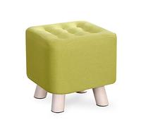 IUBGFTO Tabouret Ottoman 29 cm Repose-Pieds carré Ottoman Tabouret en Bois Massif Repose-Pieds en Lin et Coton Tabouret de Changement de Chaussures Moderne Tabouret de Salon (Vert)