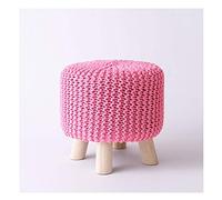 IUBGFTO Tabouret Ottoman en Bois Massif - Tabouret de canapé en Coton tissé Fait à la Main - Repose-Pieds pour Changer de Chaussures - pour Salon, dortoir, décoration - Tabouret à Chaussures (Rose)