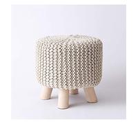 IUBGFTO Tabouret Ottoman en Bois Massif - Tabouret de canapé en Coton tissé Fait à la Main - Repose-Pieds pour Changer de Chaussures - pour Salon, dortoir, décoration - Tabouret à Chaussures (Beige)