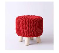 IUBGFTO Tabouret Ottoman en Bois Massif, Tabouret de canapé, Ottoman Fait à la Main en Coton tissé, Repose-Pieds pour Changer de Chaussures, Repose-Pieds pour Salon, dortoir, décoration (Rojo)