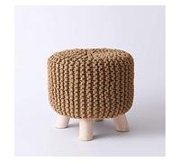 IUBGFTO Tabouret Ottoman en Bois Massif, Tabouret de canapé, Ottoman Fait à la Main en Coton tissé, Repose-Pieds pour Changer de Chaussures, Repose-Pieds pour Salon, dortoir, décoration (Kaki)