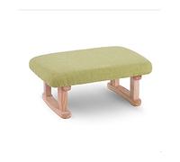 IUBGFTO Tabouret Ottoman en Bois Respirant en Coton et Lin Doux - Tabouret carré Simple et Mignon - Repose-Pieds Bas pour Chambre à Coucher, Tabouret à Chaussures (Vert)